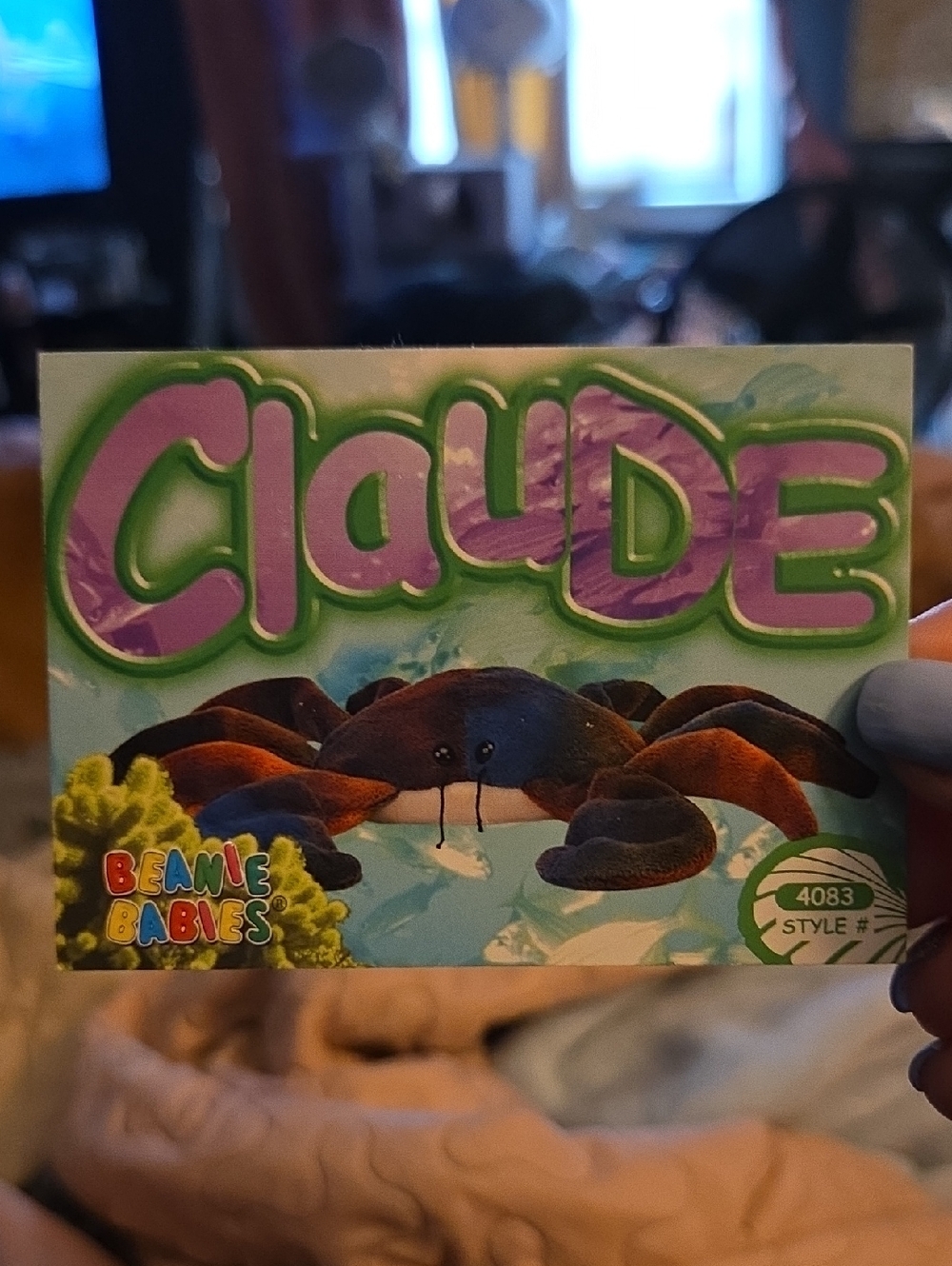 Ty Claude the Tye-Dye Crab Collector Card - Purple & Green